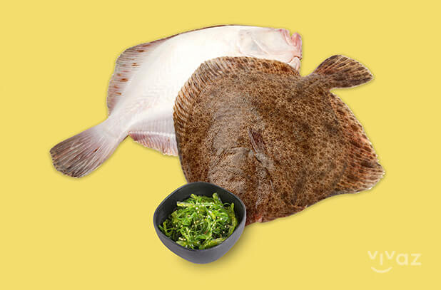 Rodaballo a la plancha con salsa orio y guarnición wakame - Vivaz Seguros Rodaballo a la plancha con salsa orio y guarnición wakame - Vivaz Seguros